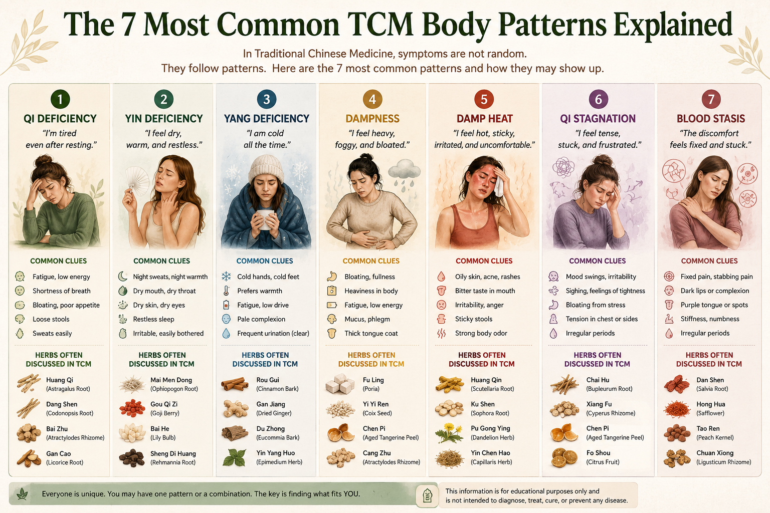what are the 7 most common body types that are in tcm