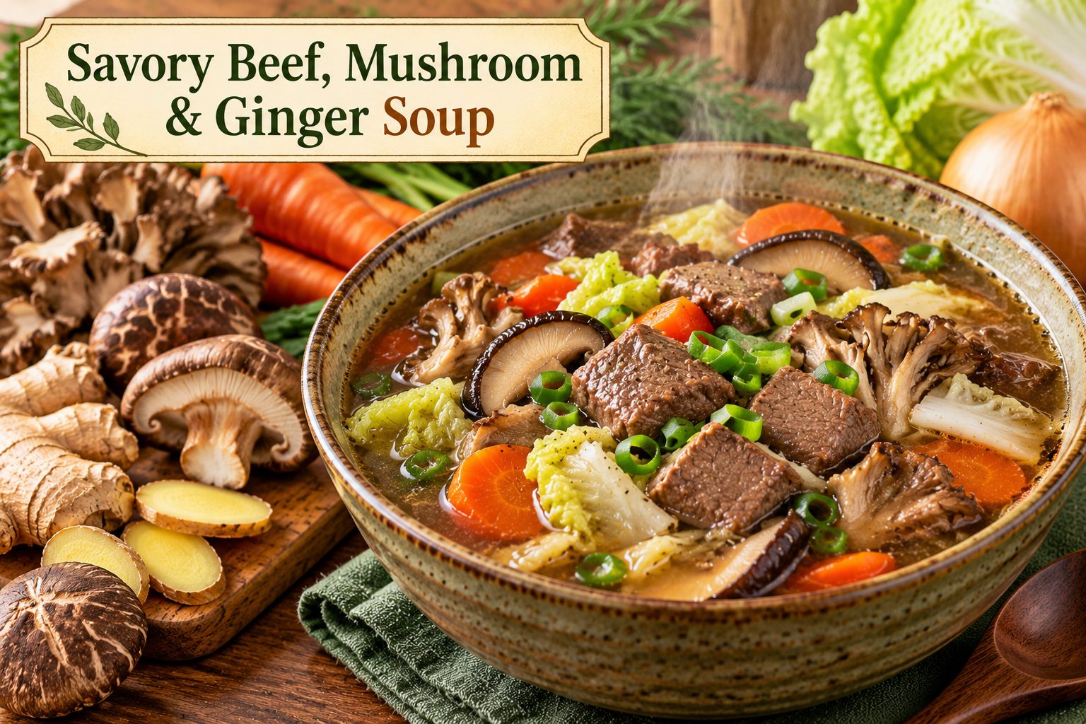 Beef Mushroom and Ginger soup