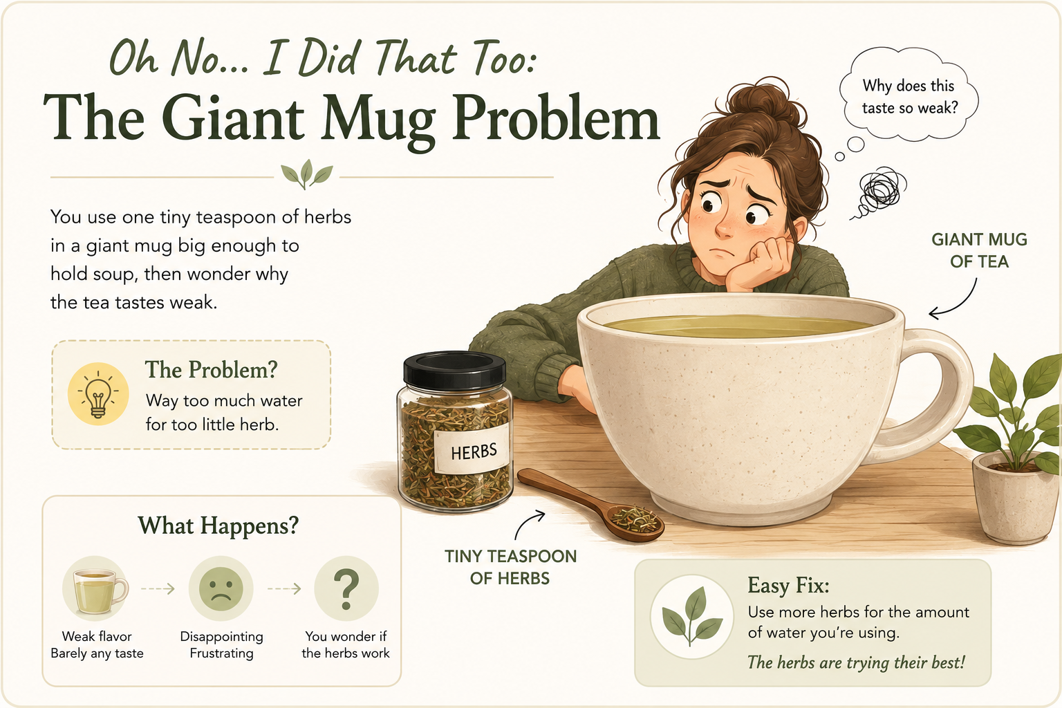 one giant mug, is way too much for a teaspoon of herbs