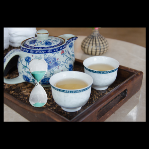 brewing tea with a timer set