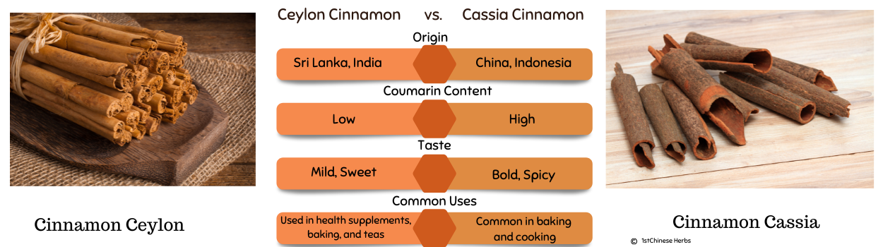 what are the differences between ceylong and cassia cinnamon