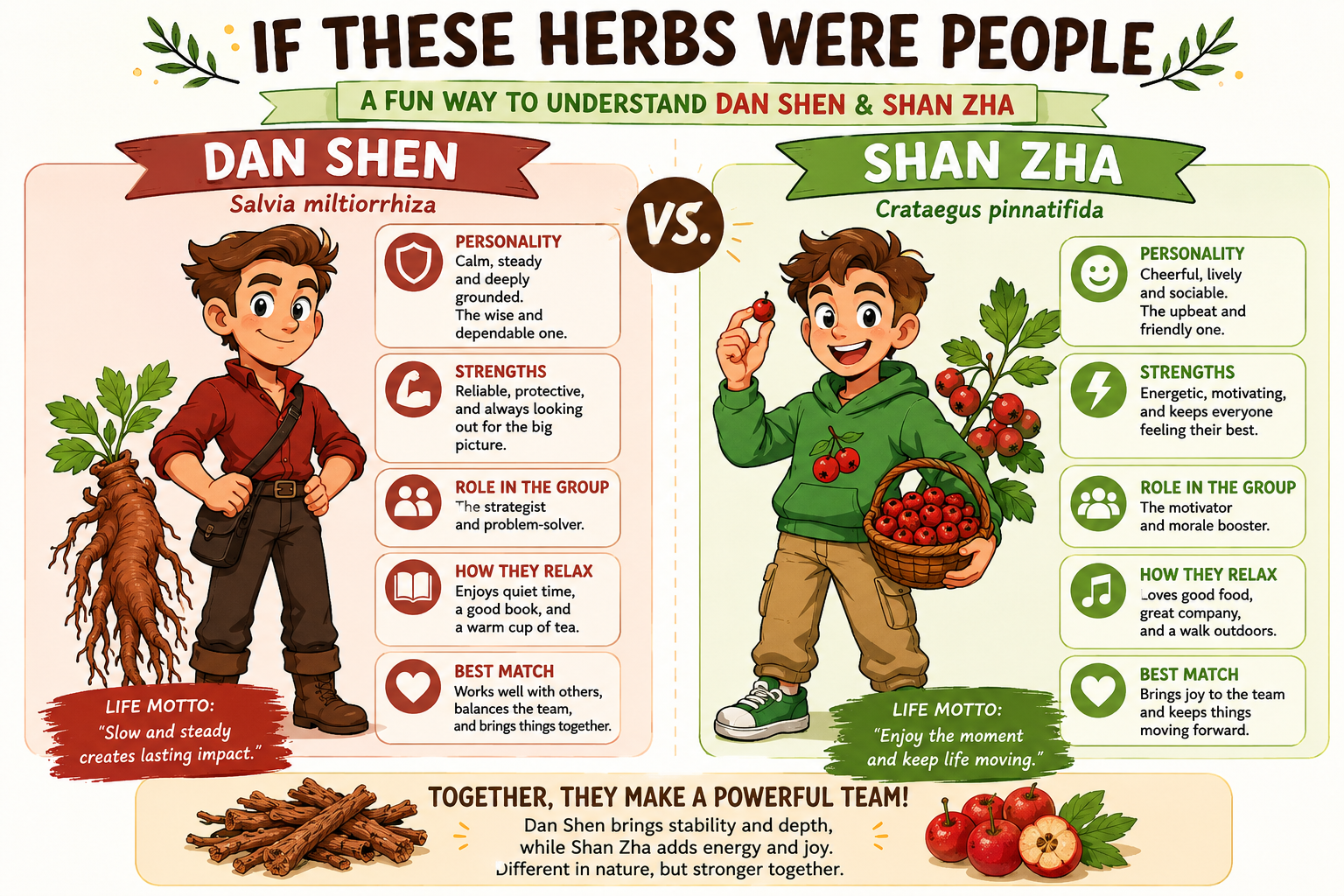 Dan shen and Shan Zha traits and how to use the herbs Infographic on dan shen and shan zha make a powerful team, when you understand their benefits, and how they work
