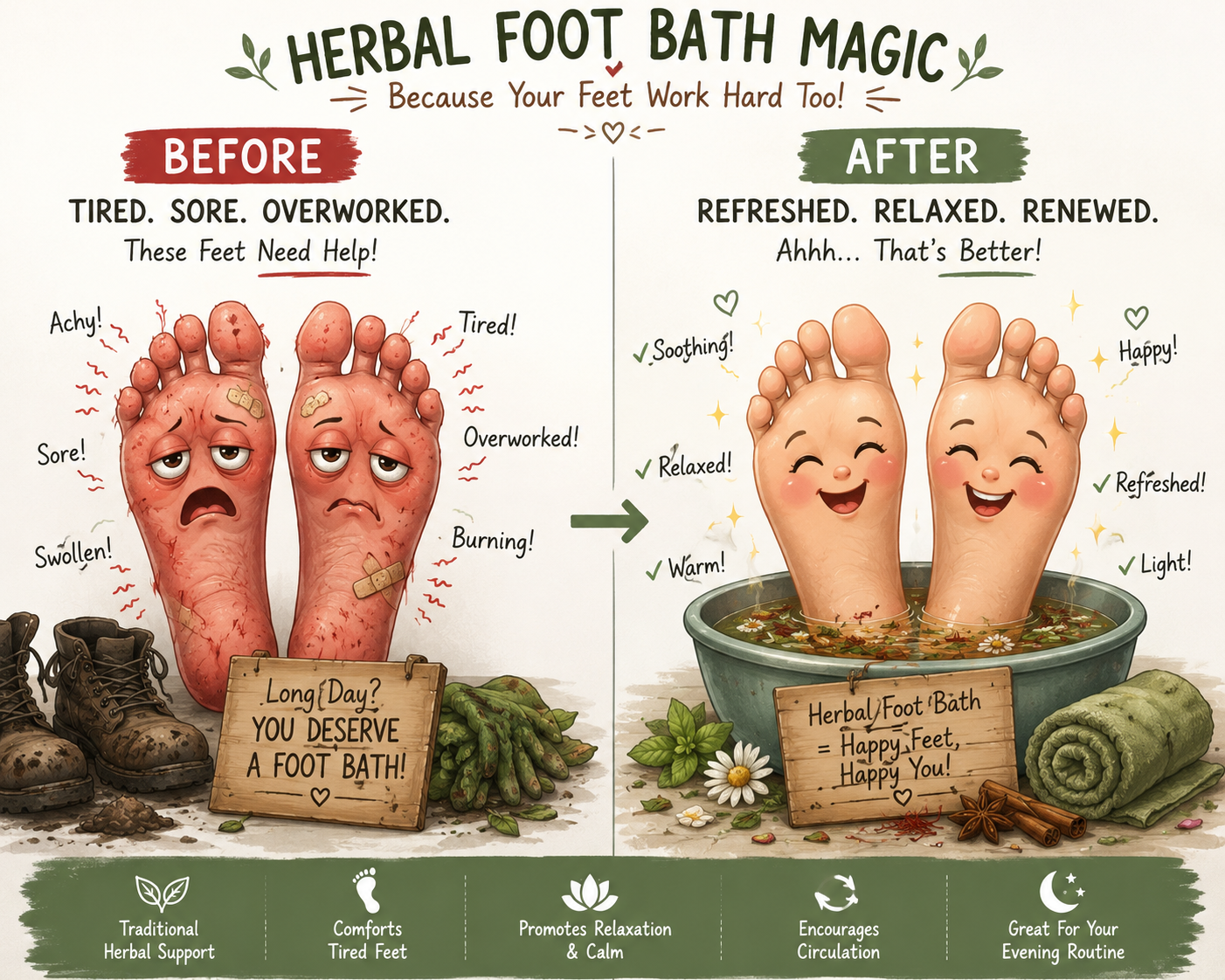 Relaxing traditional Chinese herbal foot bath for tired feet and evening relaxation