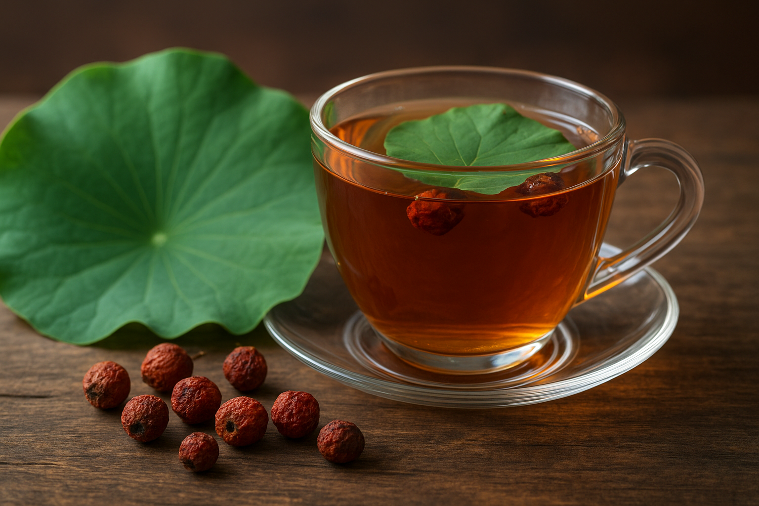 Refreshing cup of hawthorn and lotus ice tea