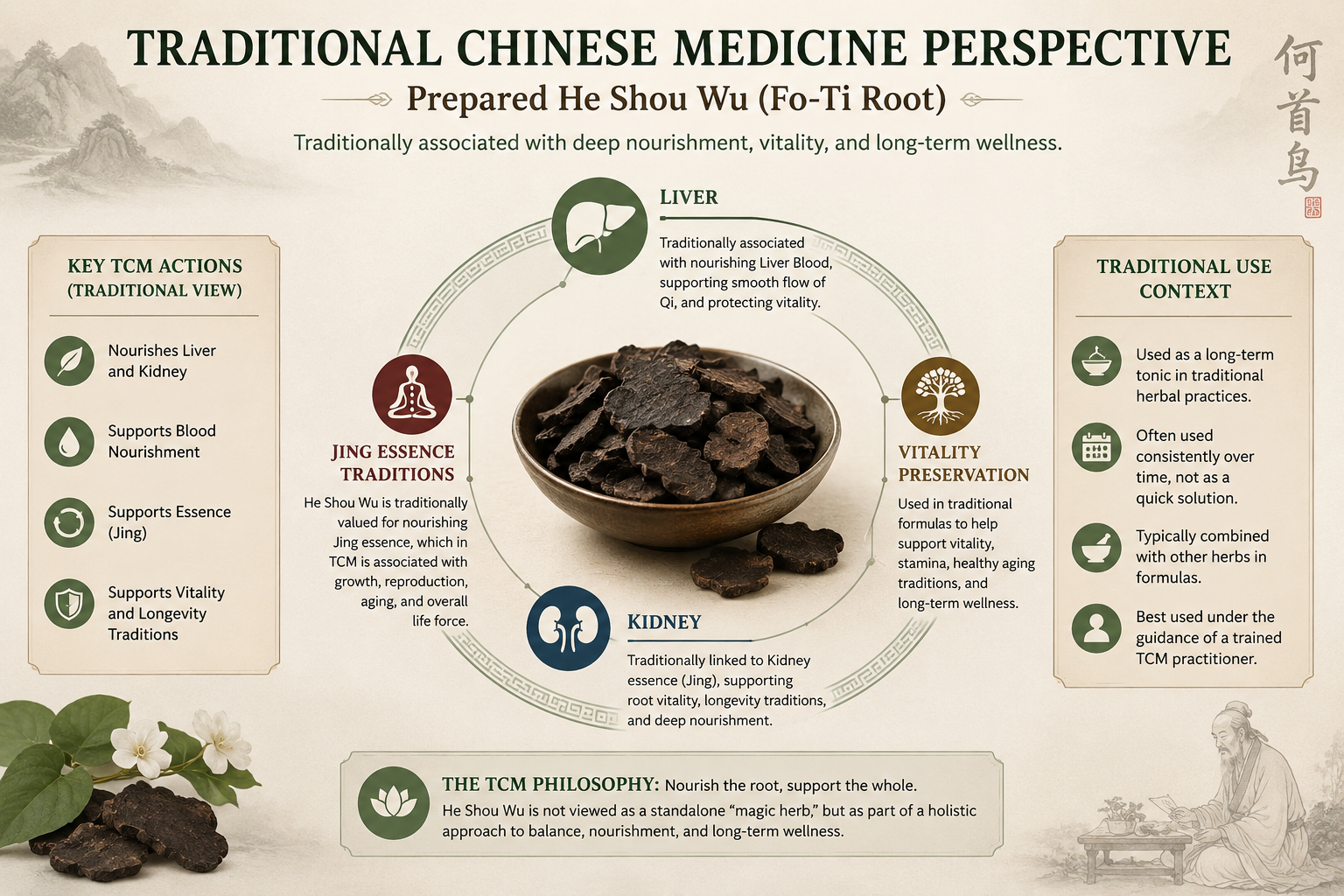 quick facts on he shou wu, what it is used for, how it is used, and why it is used