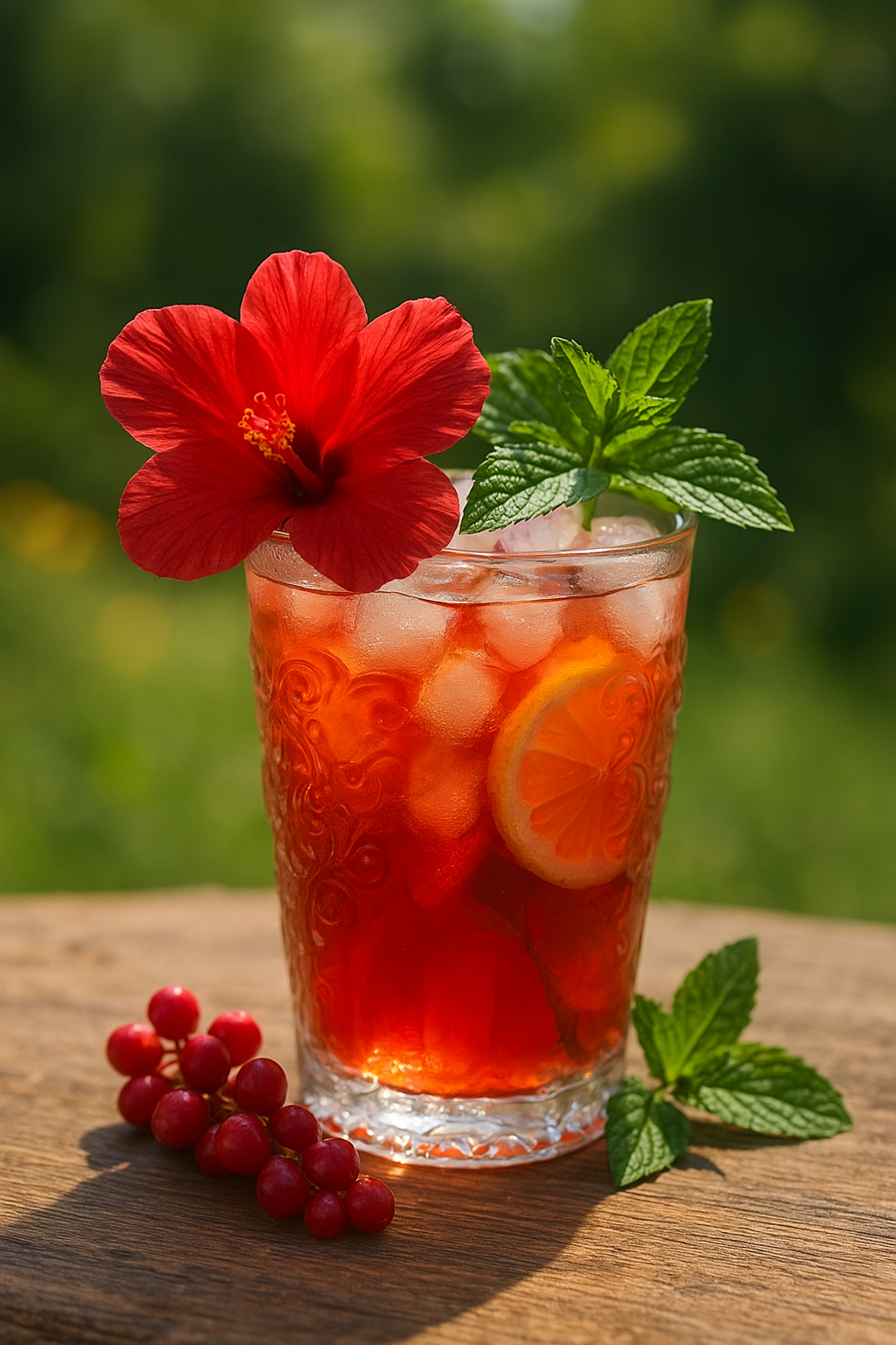 Hibiscus and schisandra ice tea a nicely tart tangy flavor