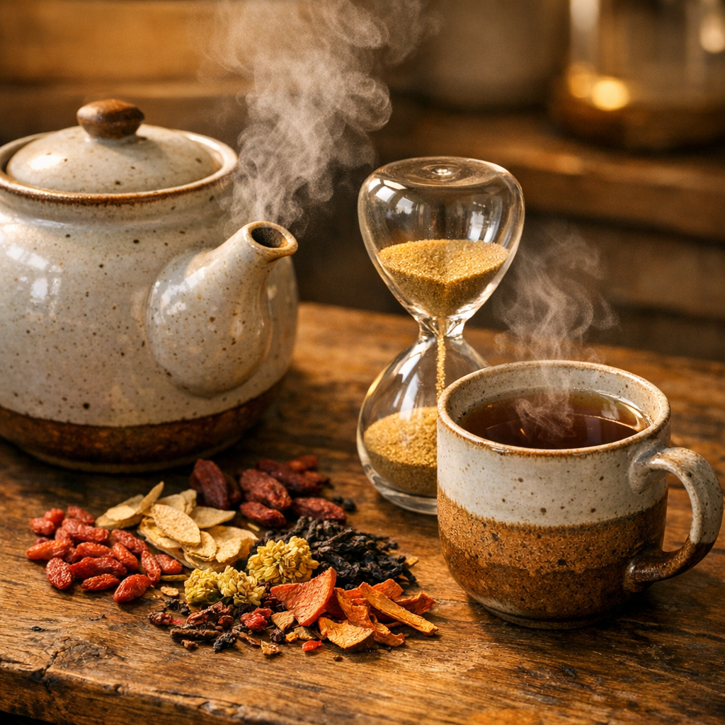 Brewing herbs to make an infusion