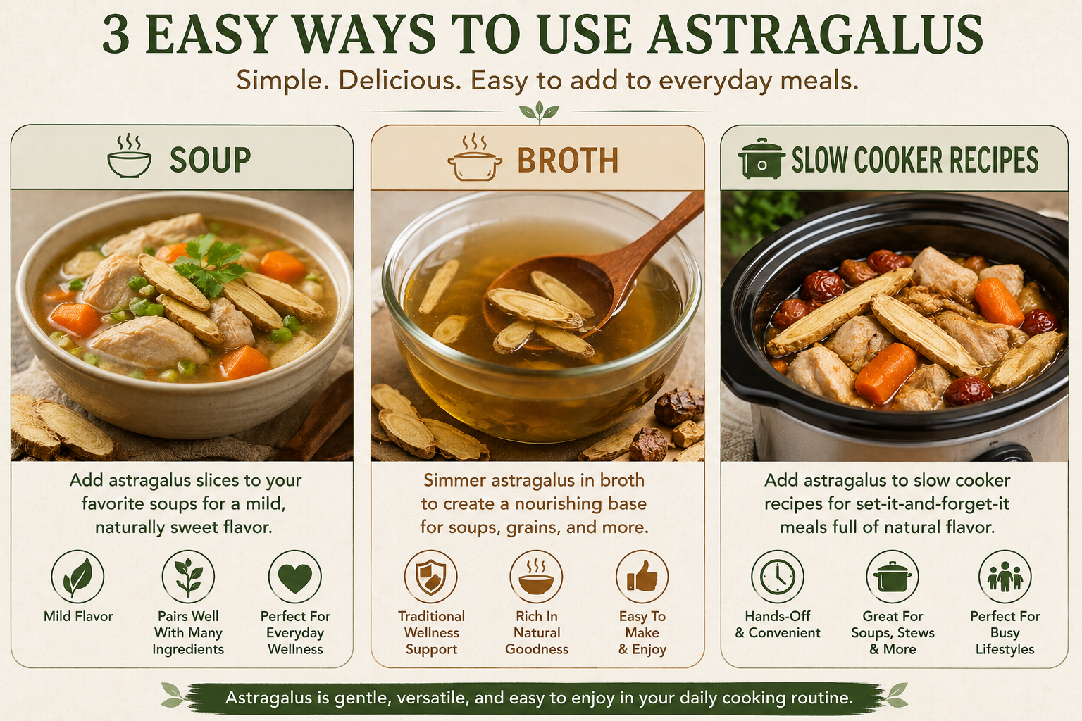 infographic on using herbs as a soup, broth or in tea blends