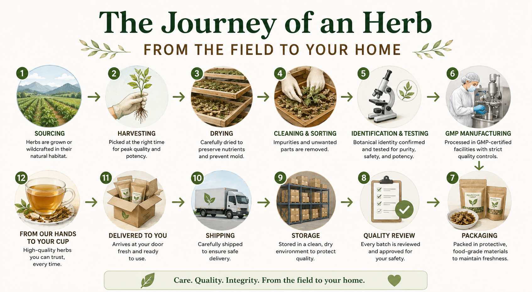 Journey of an herb from the field to your home