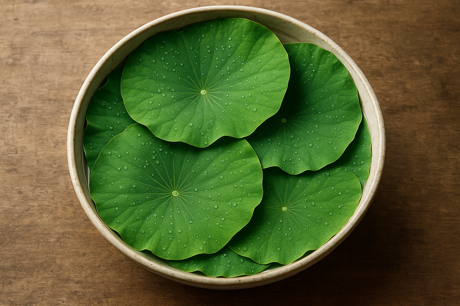 lotus leaves in a bowl