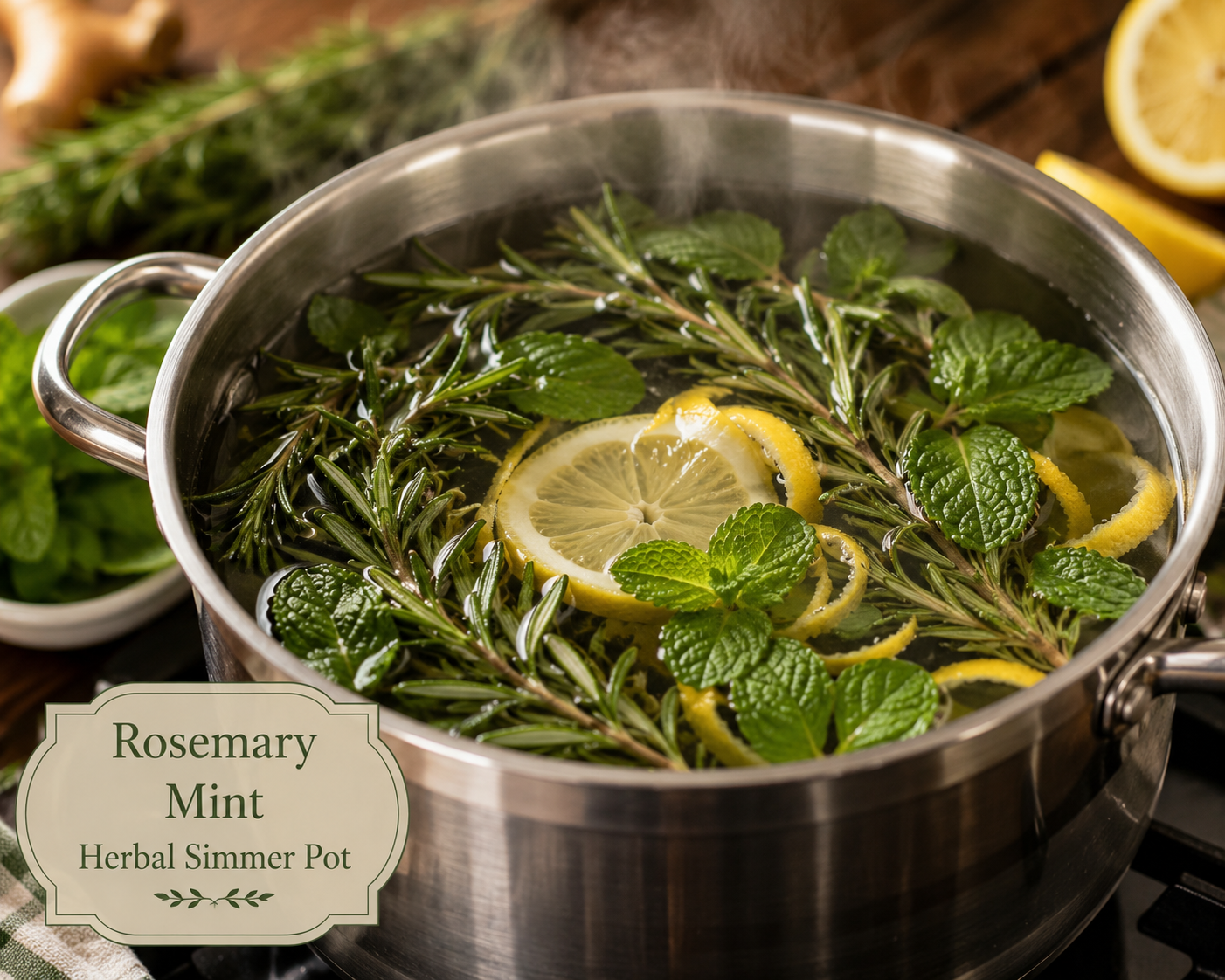 Natural herbal room deodorizer with rosemary, mint, and citrus peel for a fresher home