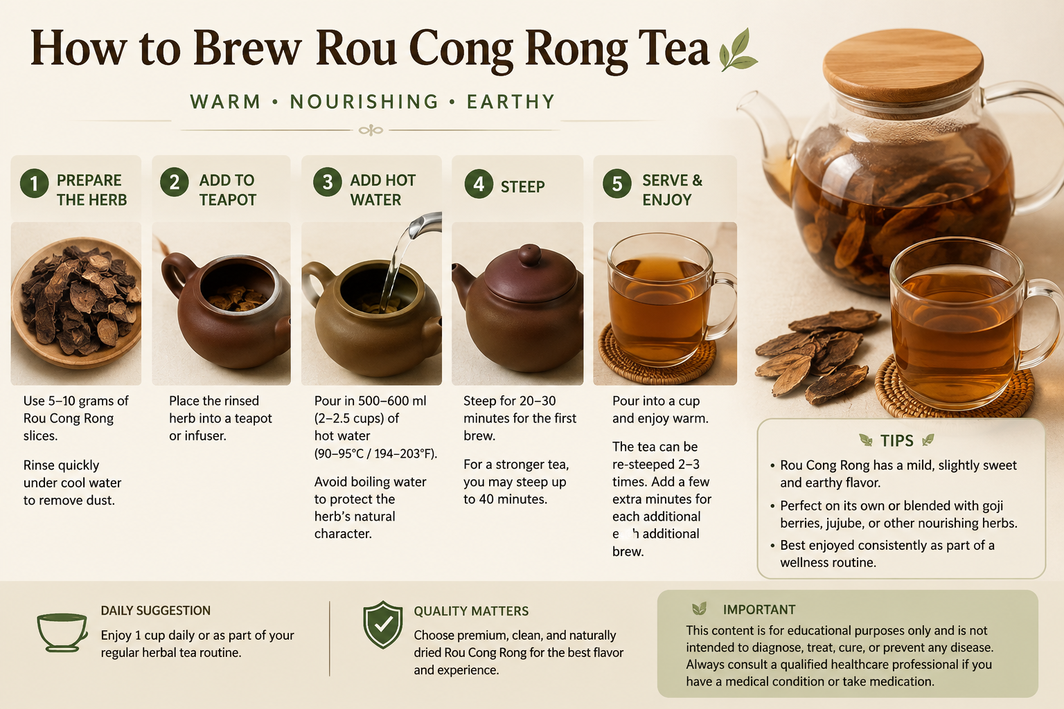 Step by step instructions on how to make rou cong rong tea infographic on how to make rou cong rong tea to drink