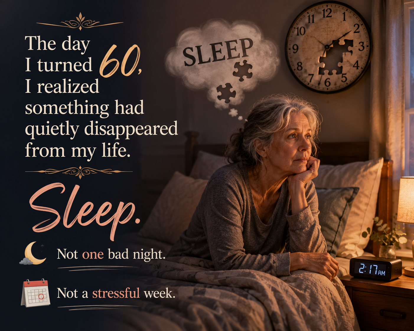 Infographic of a woman tired and wanting to sleep but still at 2am. wide awake