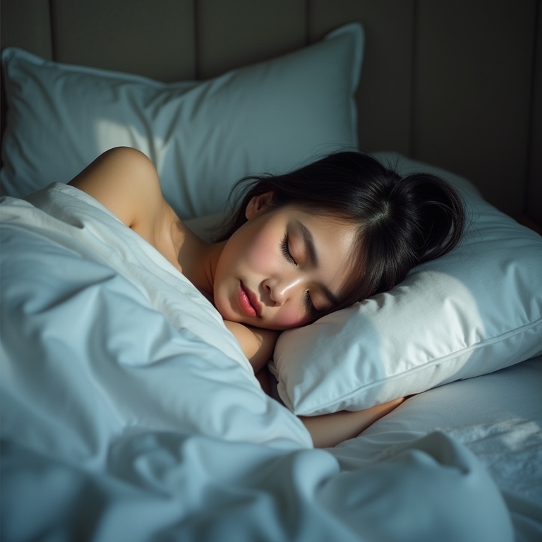 a person sleeping peaceful, 