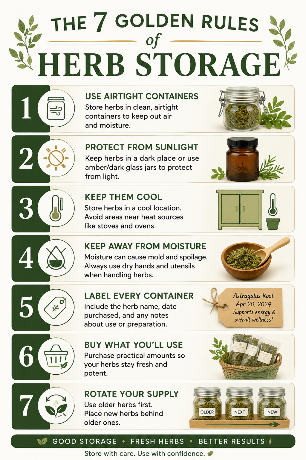 Infographic on how to store herbs properly