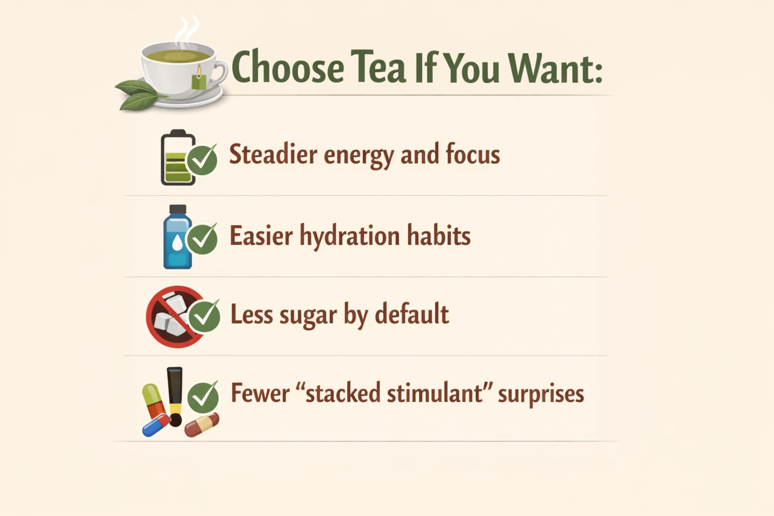 what are the differences between energy drinks and tea