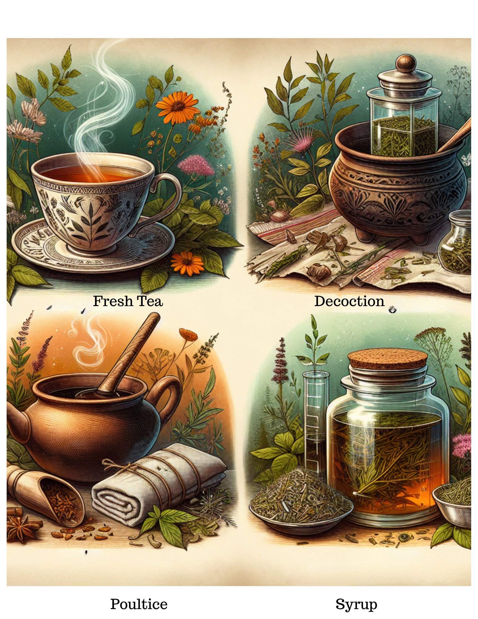 Using herbs in four different methods