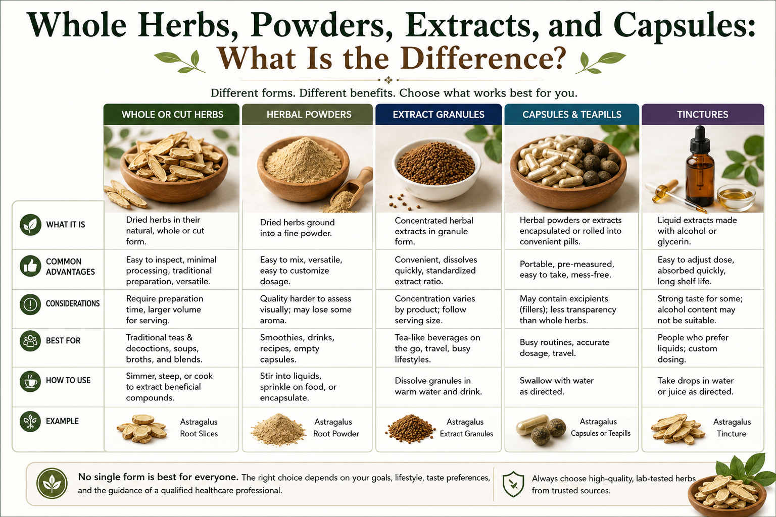 How to use different forms of bulk herbs infographic on what different forms bulk herbs are available in
