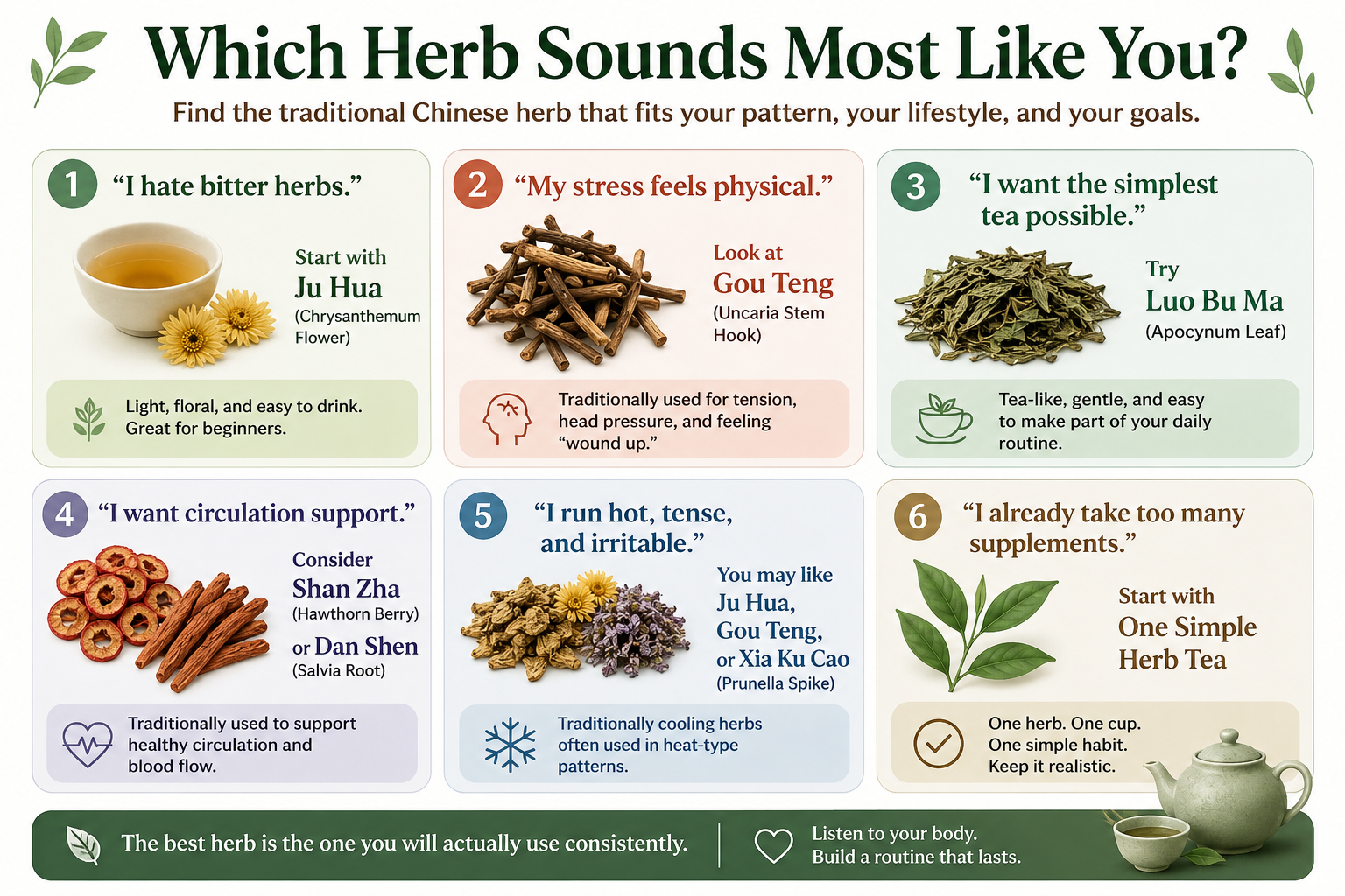 inforgraphic detailing information on how to know which herb may suite you needs the best