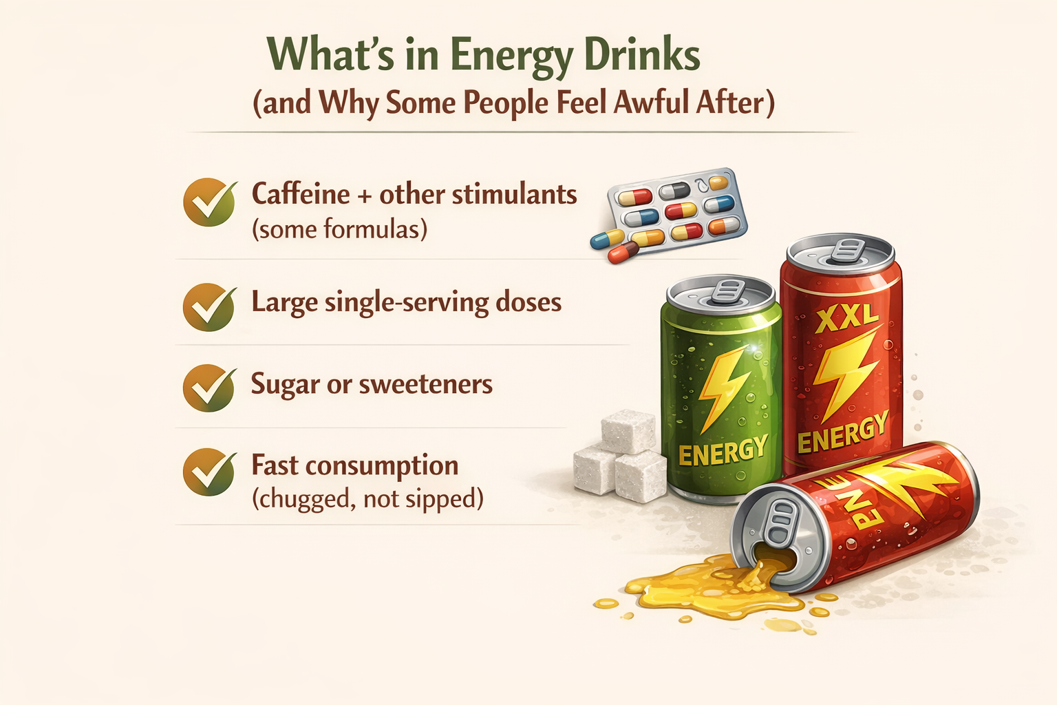 feeling awful after drinking energy drinks
